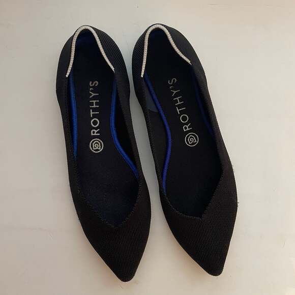 Rothy's The Point Black Pointed Toe Ballet Flats - Picture 1 of 4